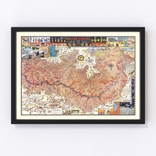 Vintage map of Grand Canyon, Arizona, 1931