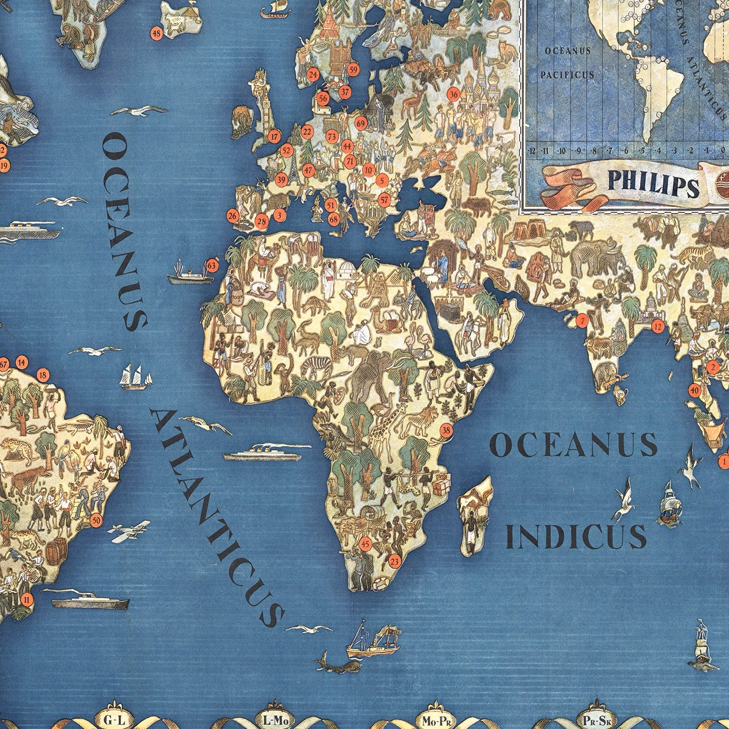 Philips Radio Vintage World Map, 1935
