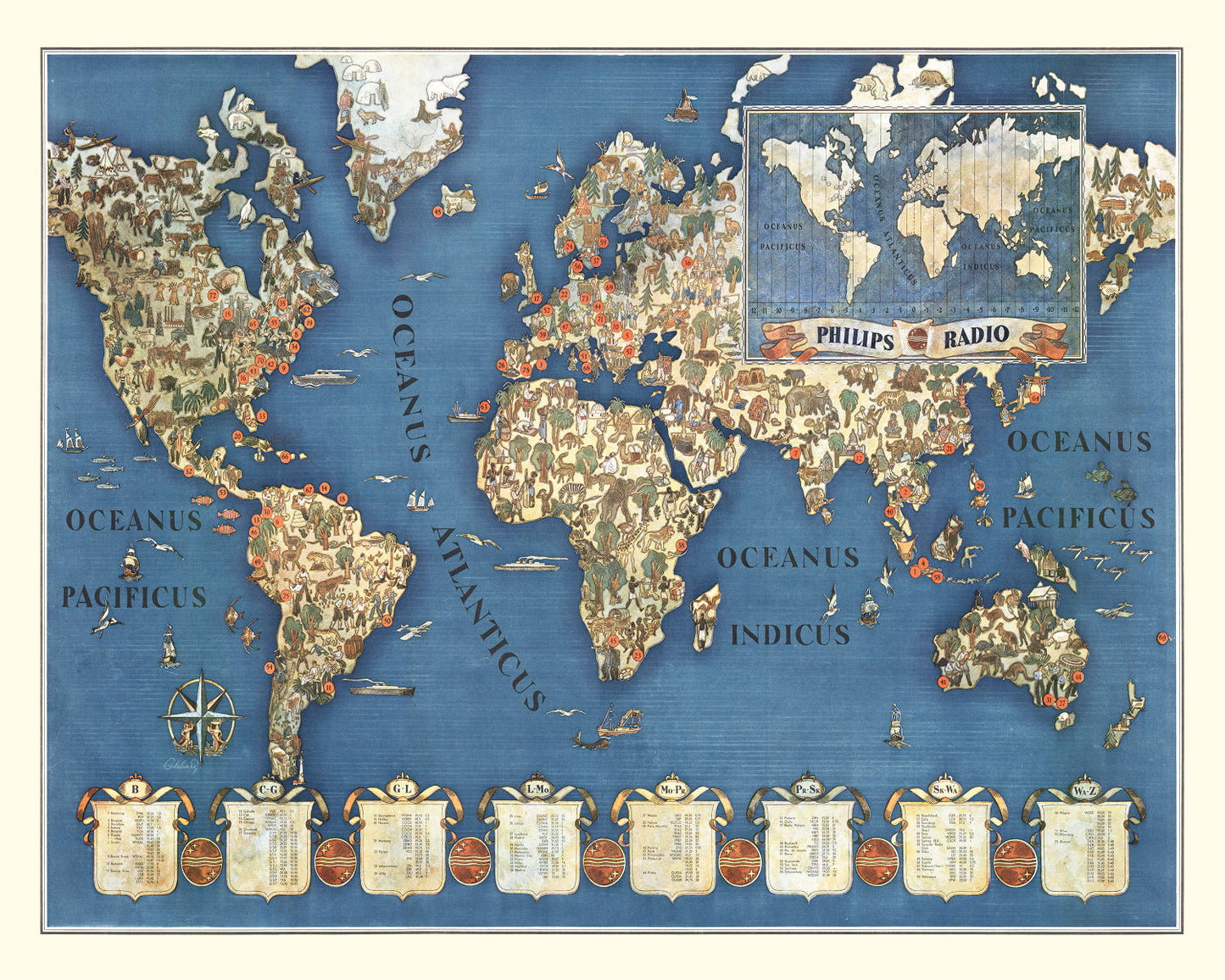 Philips Radio Vintage World Map, 1935