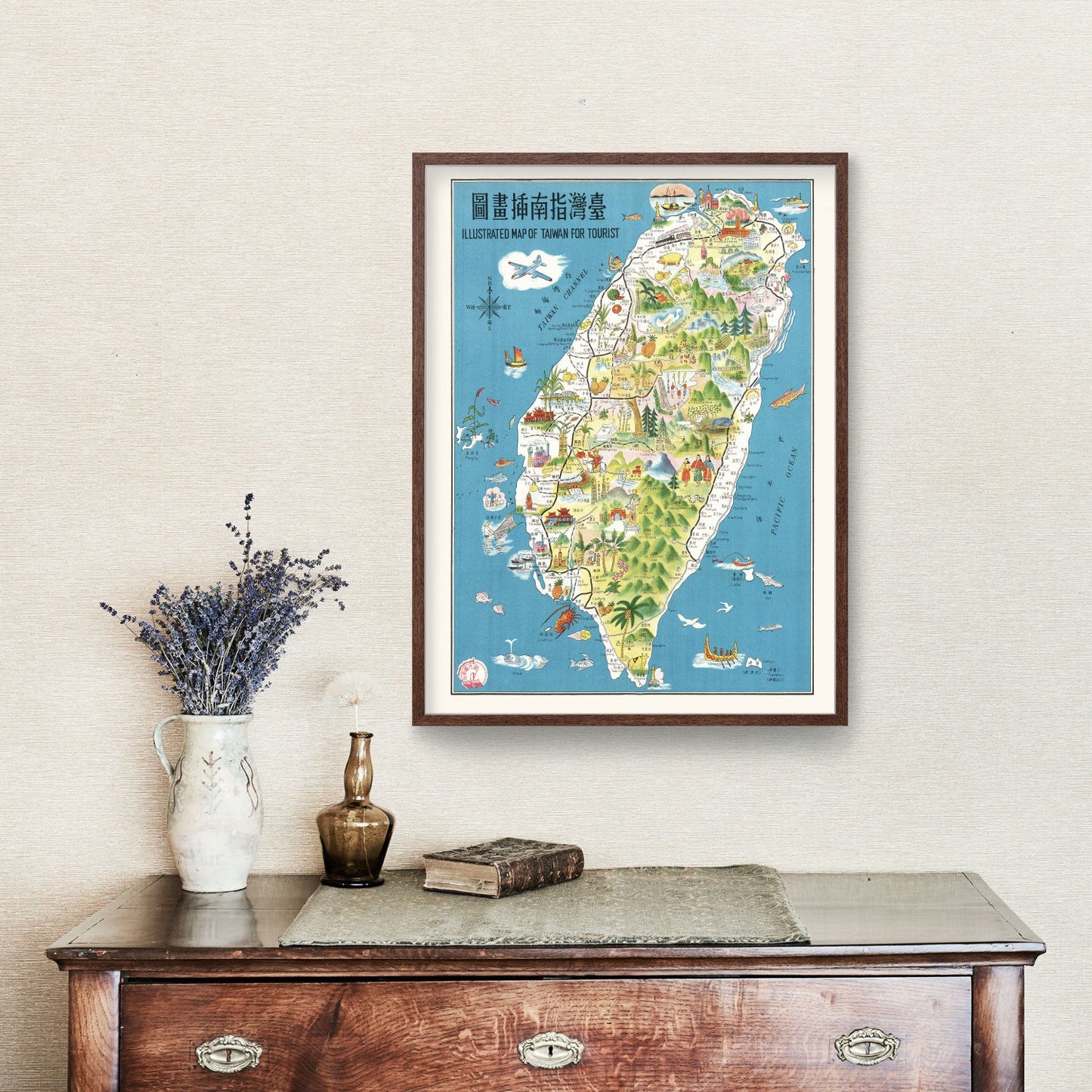 Vintage Map of Taiwan, 1954