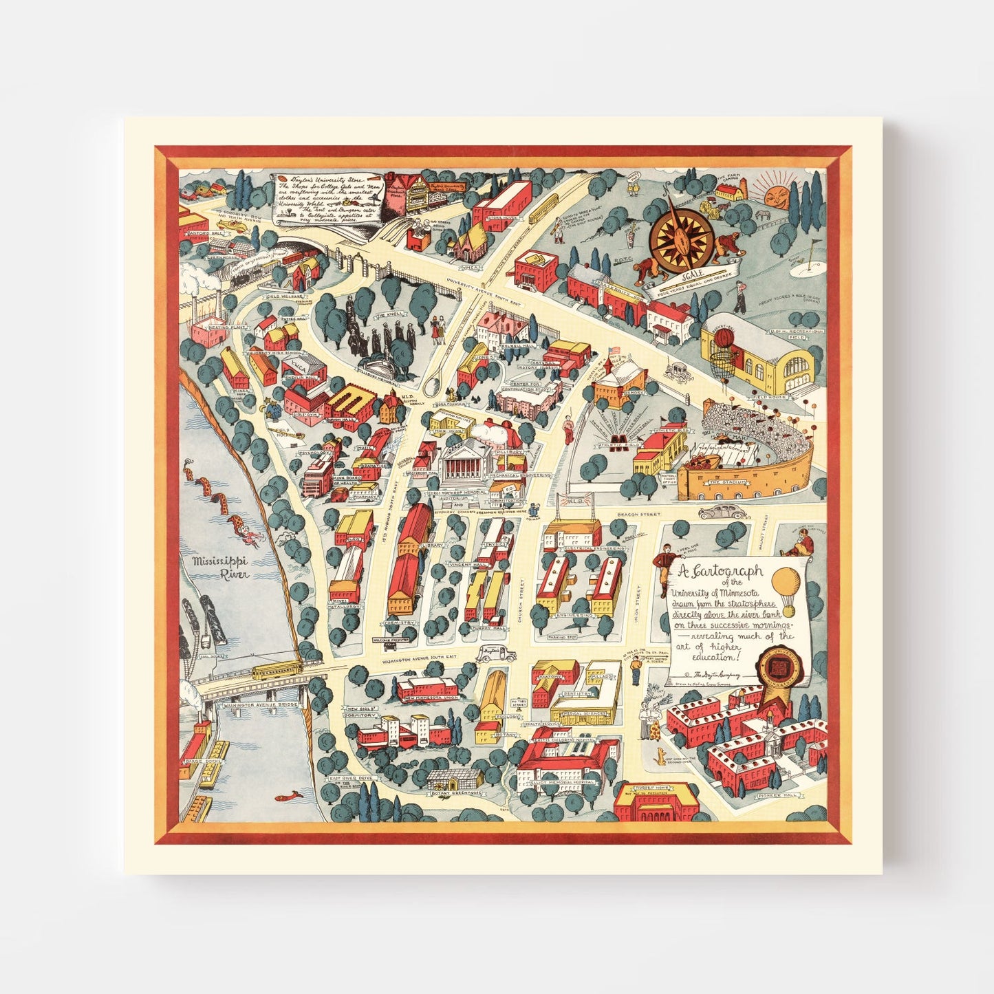 Vintage Map of Minneapolis & St. Paul, Minnesota, 1940