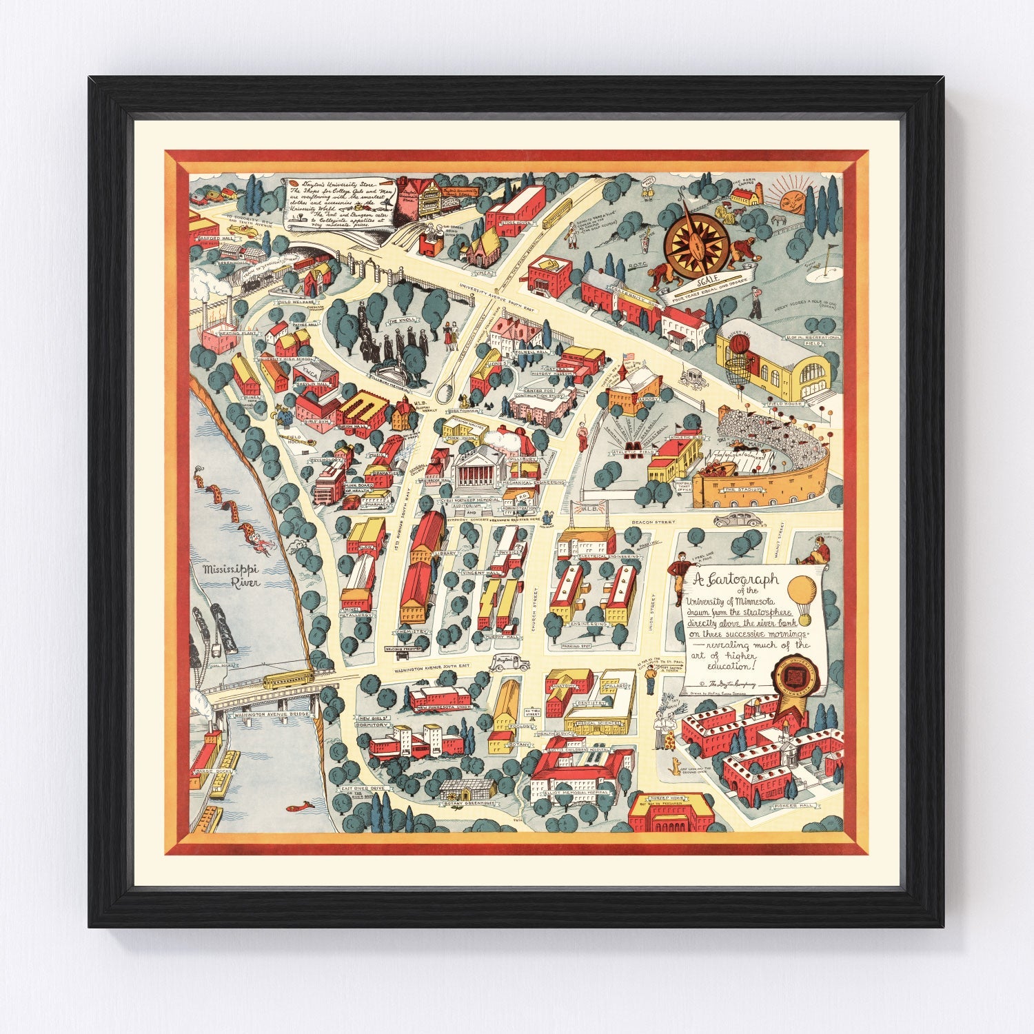 Vintage map of Minneapolis and St. Paul, Minnesota, 1940