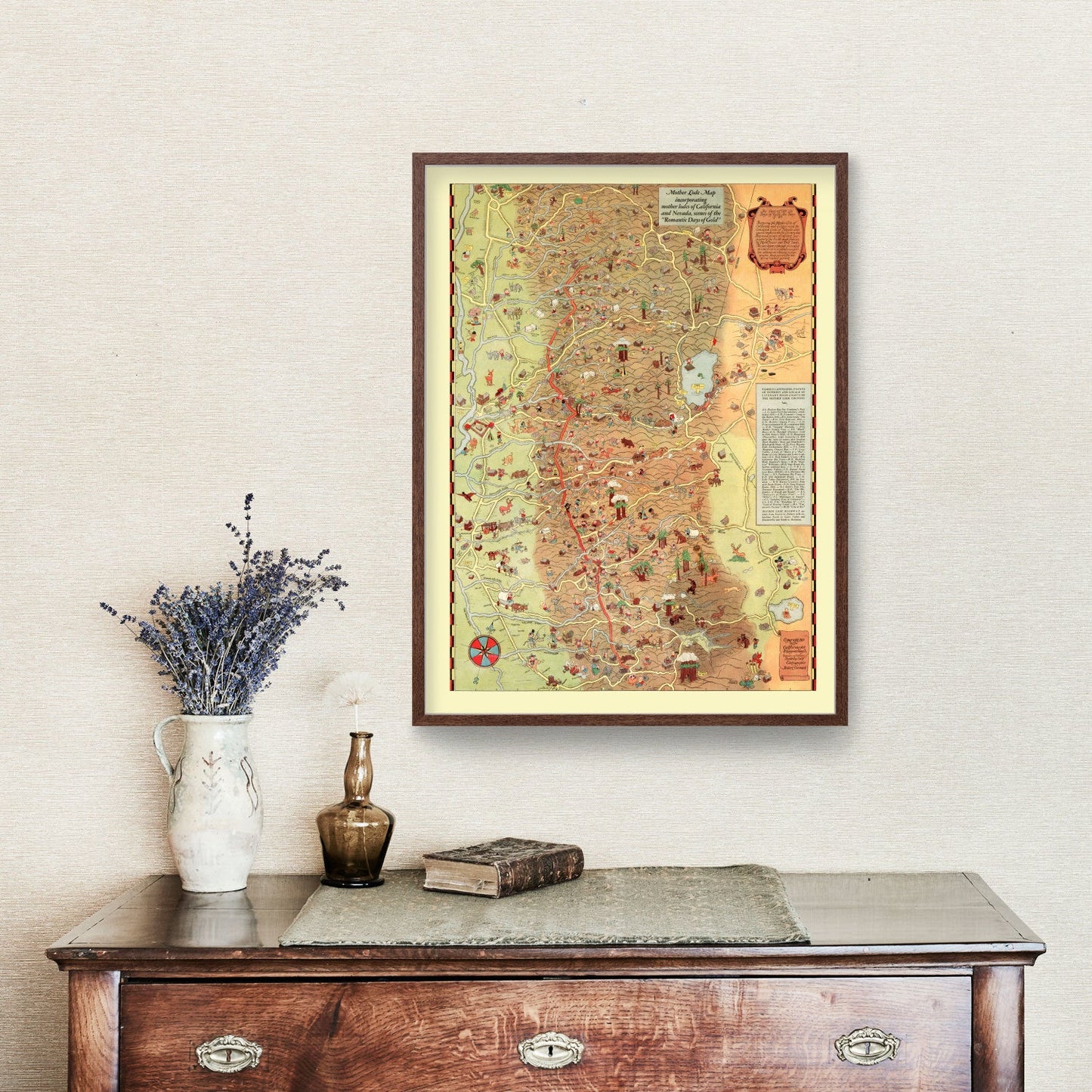 Vintage Map of Mother Lode, California & Nevada, 1931
