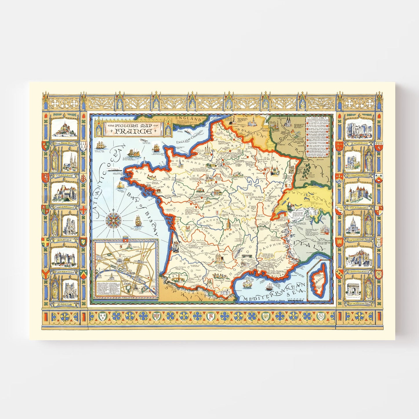 Vintage Map of France, 1929