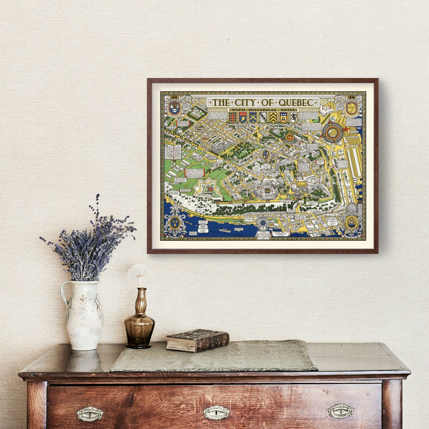 Vintage Map of Quebec, Canada, 1932