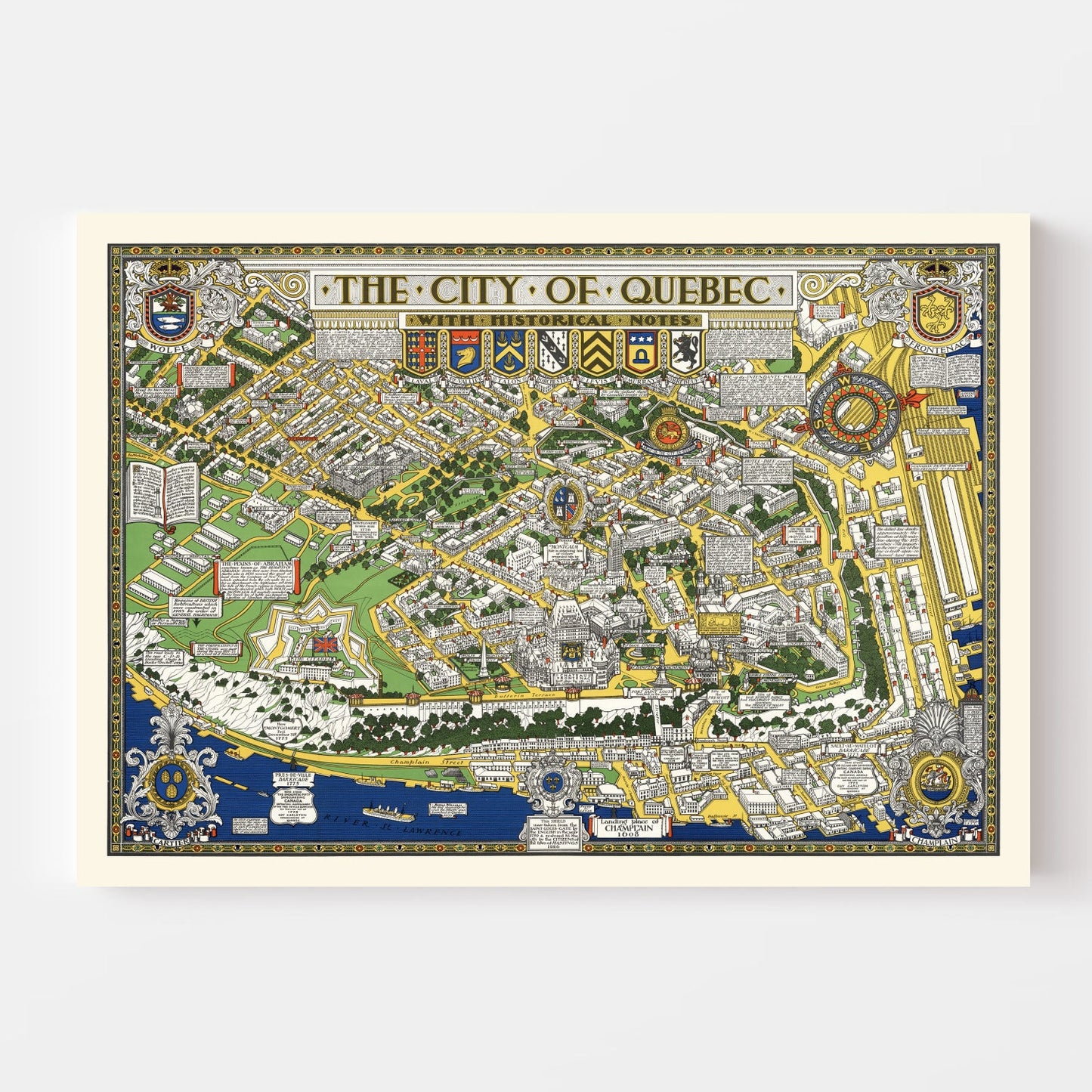 Vintage Map of Quebec, Canada, 1932