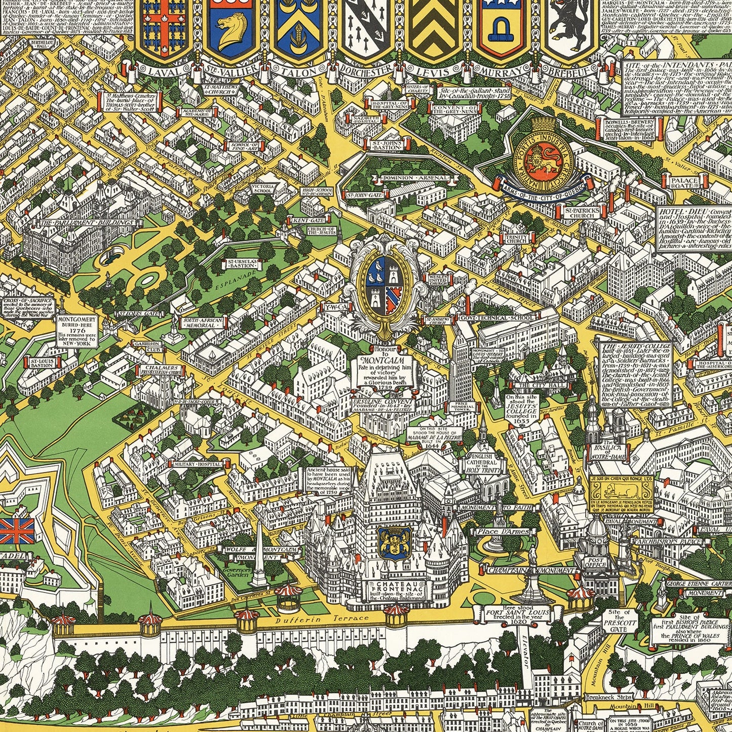 Vintage Map of Quebec, Canada, 1932