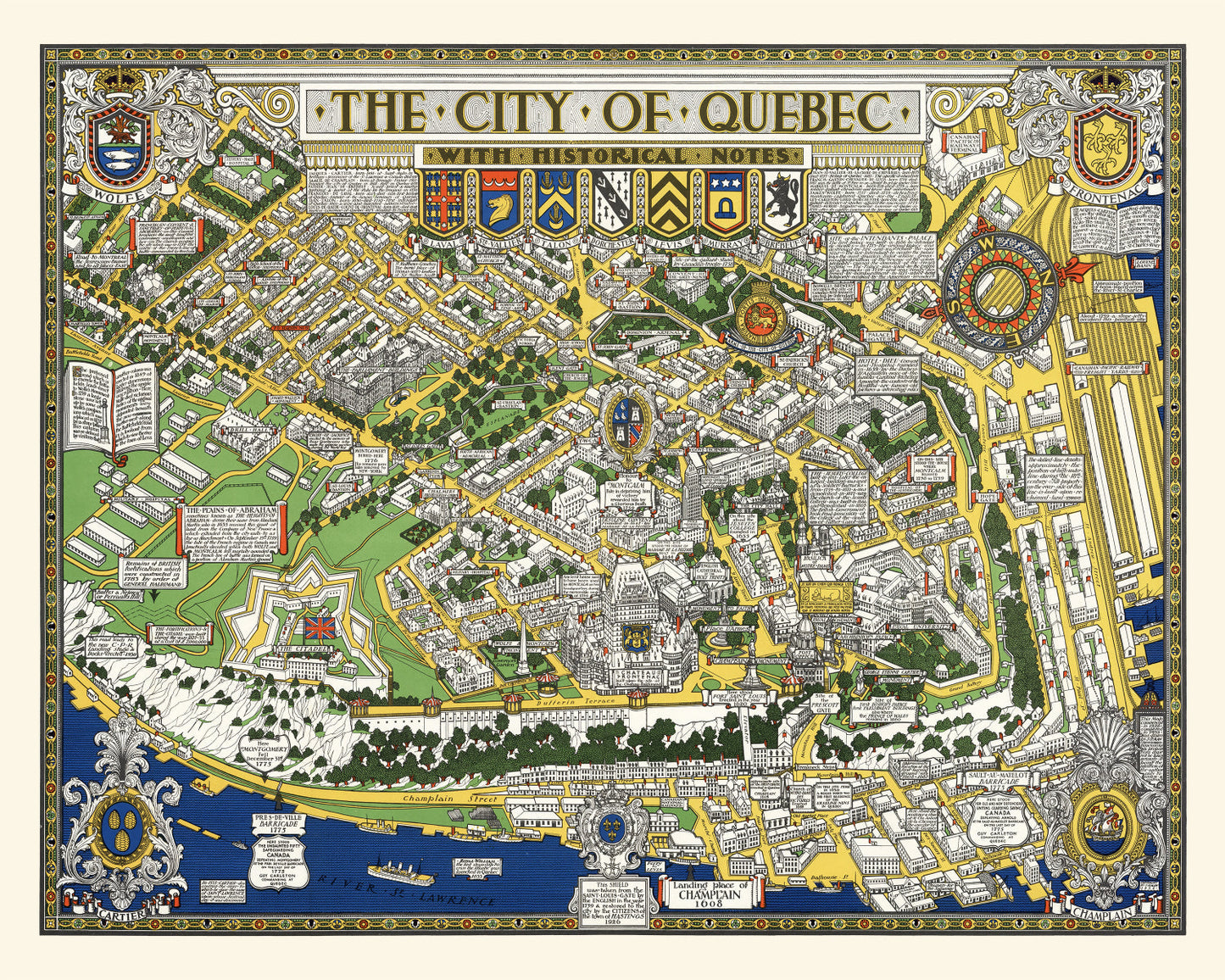 Vintage Map of Quebec, Canada, 1932