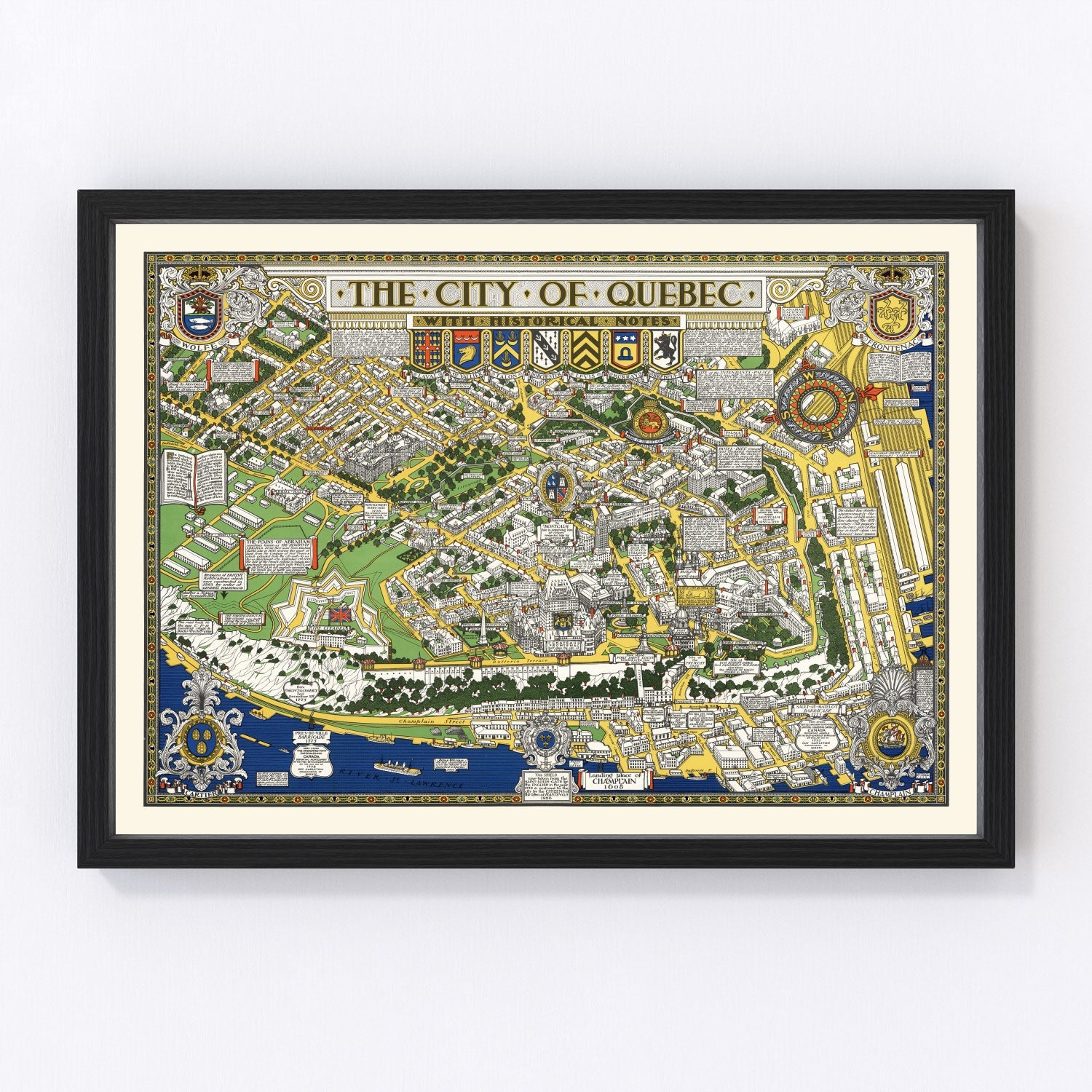 vintage map of Quebec, Canada, 1932