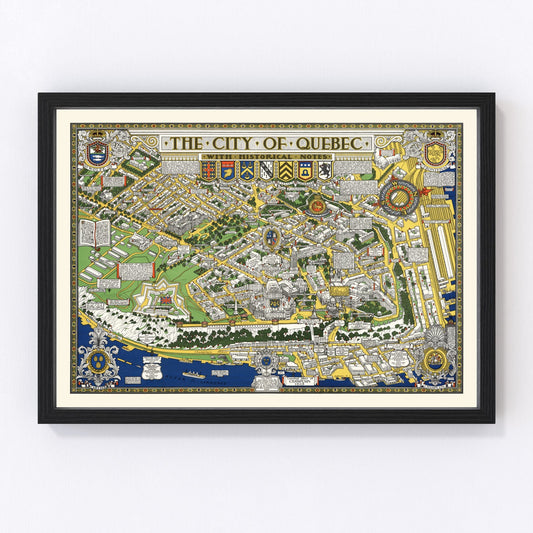 vintage map of Quebec, Canada, 1932