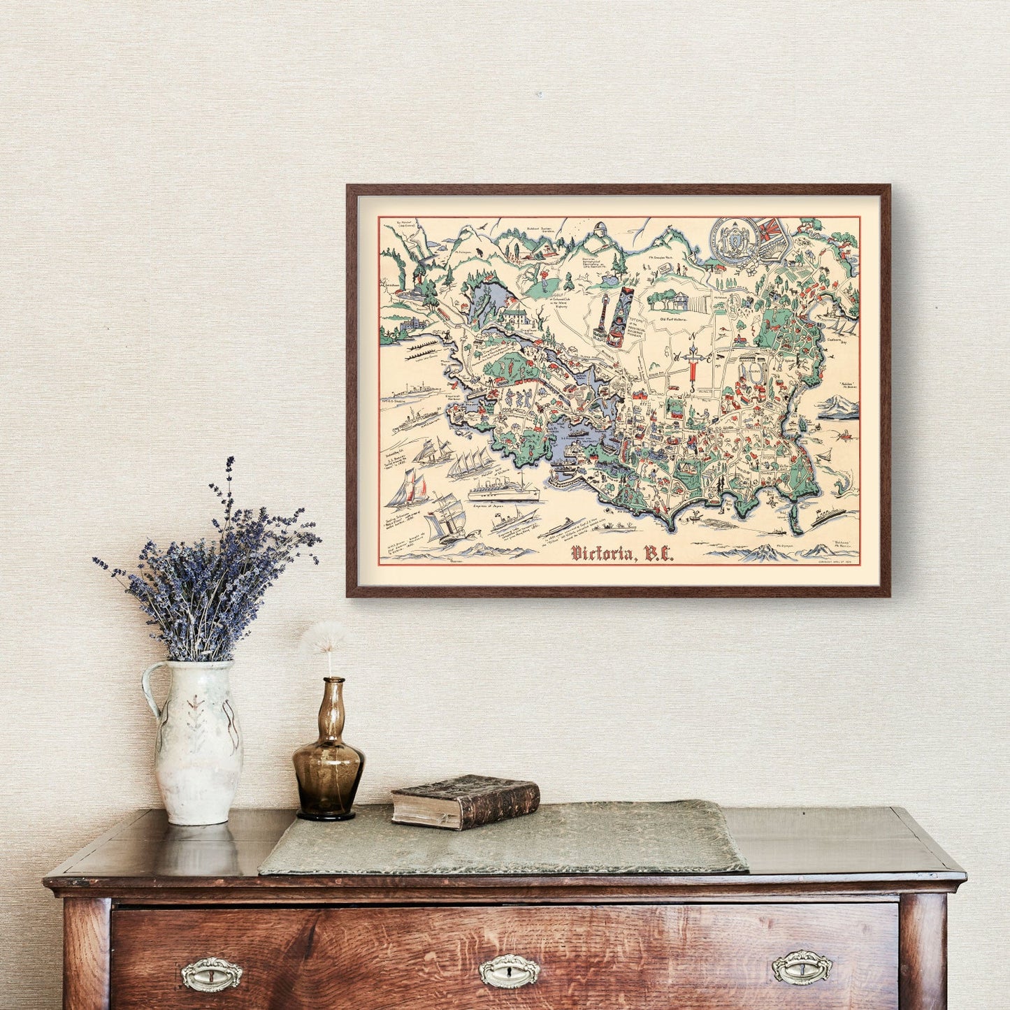 Vintage Map of Victoria, Canada, 1939