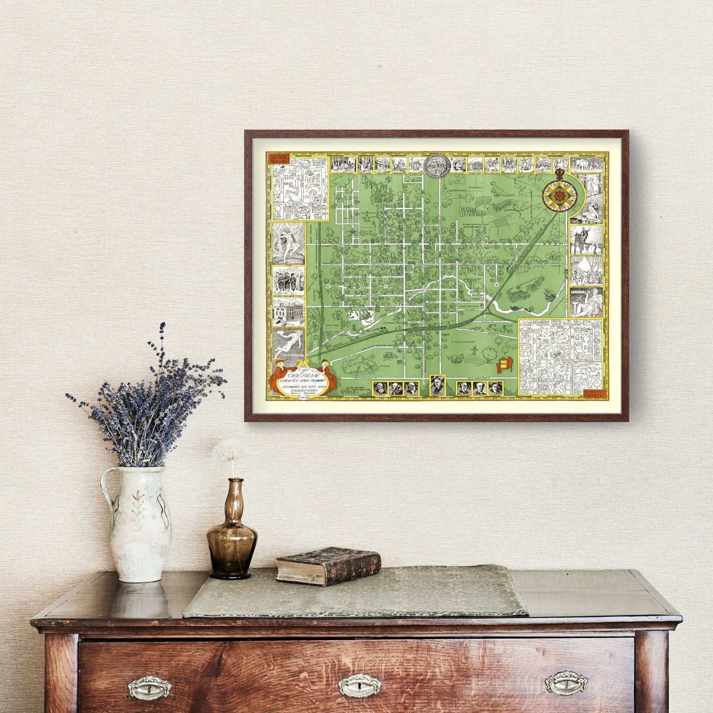 Vintage Map of Oberlin College, Ohio, 1929