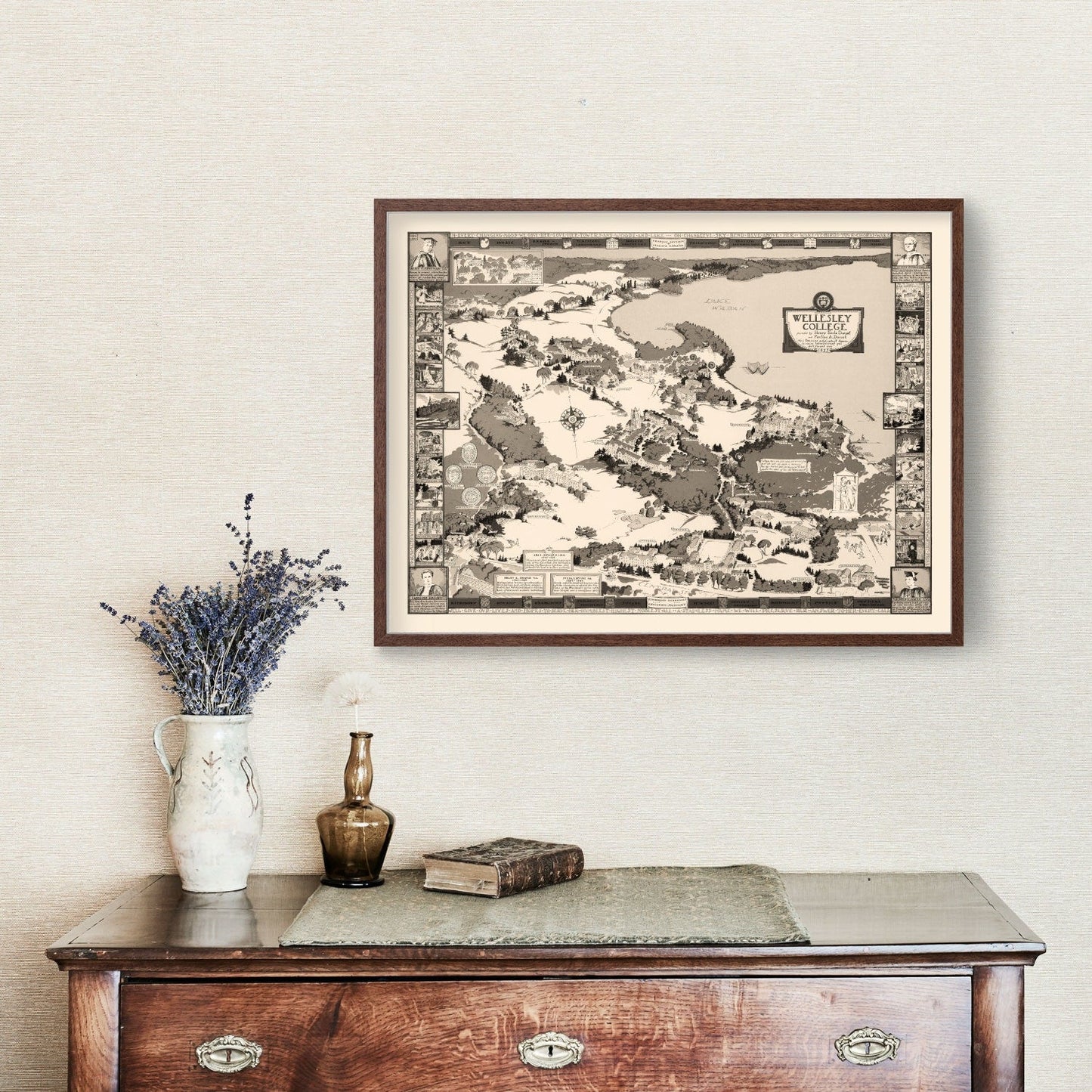 Vintage Map of Wellesley College, Massachusetts, 1943