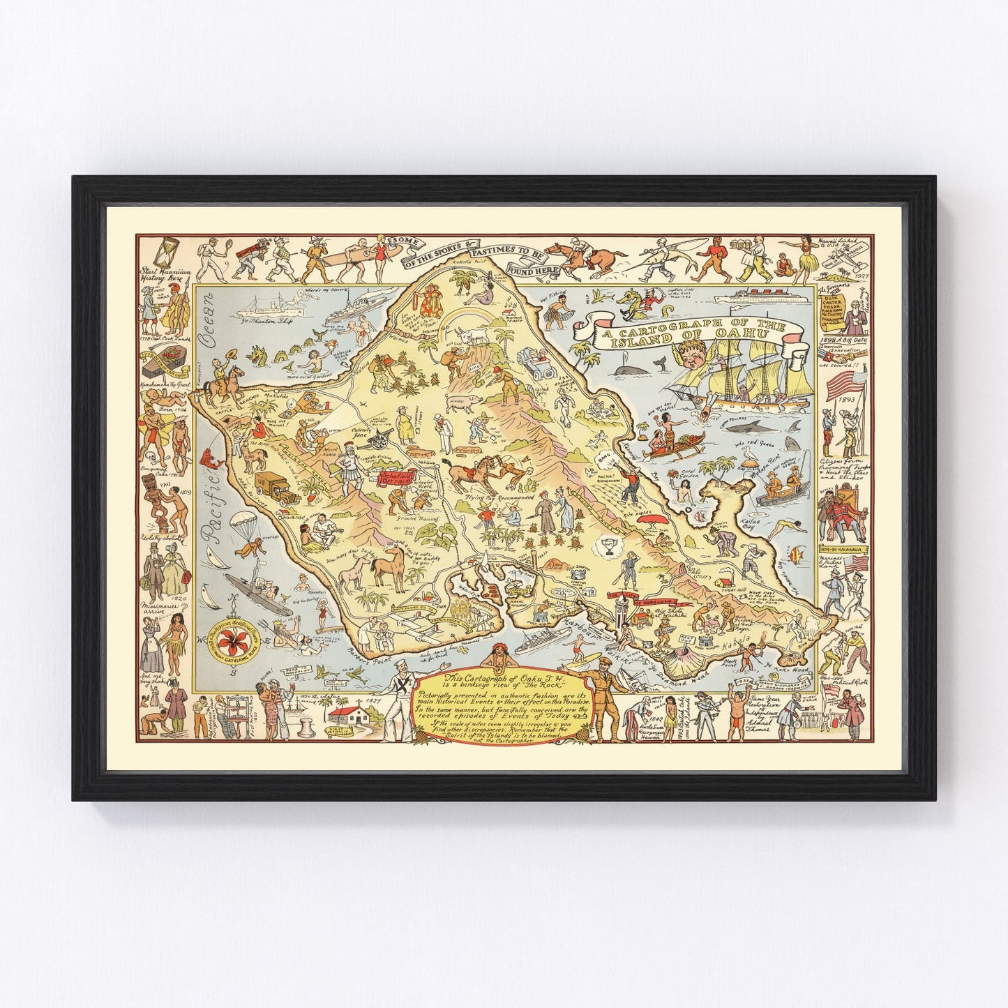 vintage map of Oahu, Hawaii, 1933