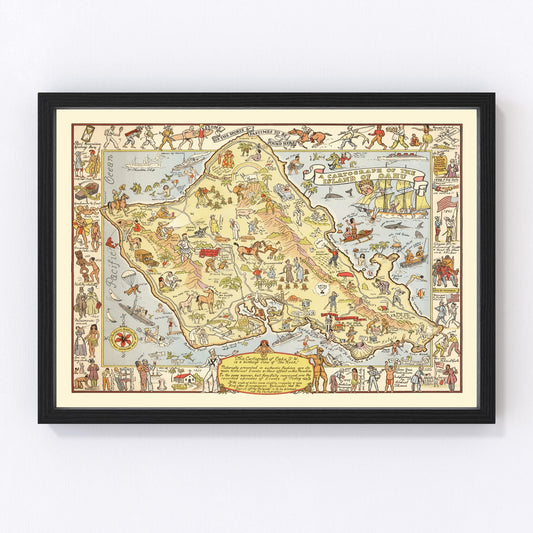 vintage map of Oahu, Hawaii, 1933