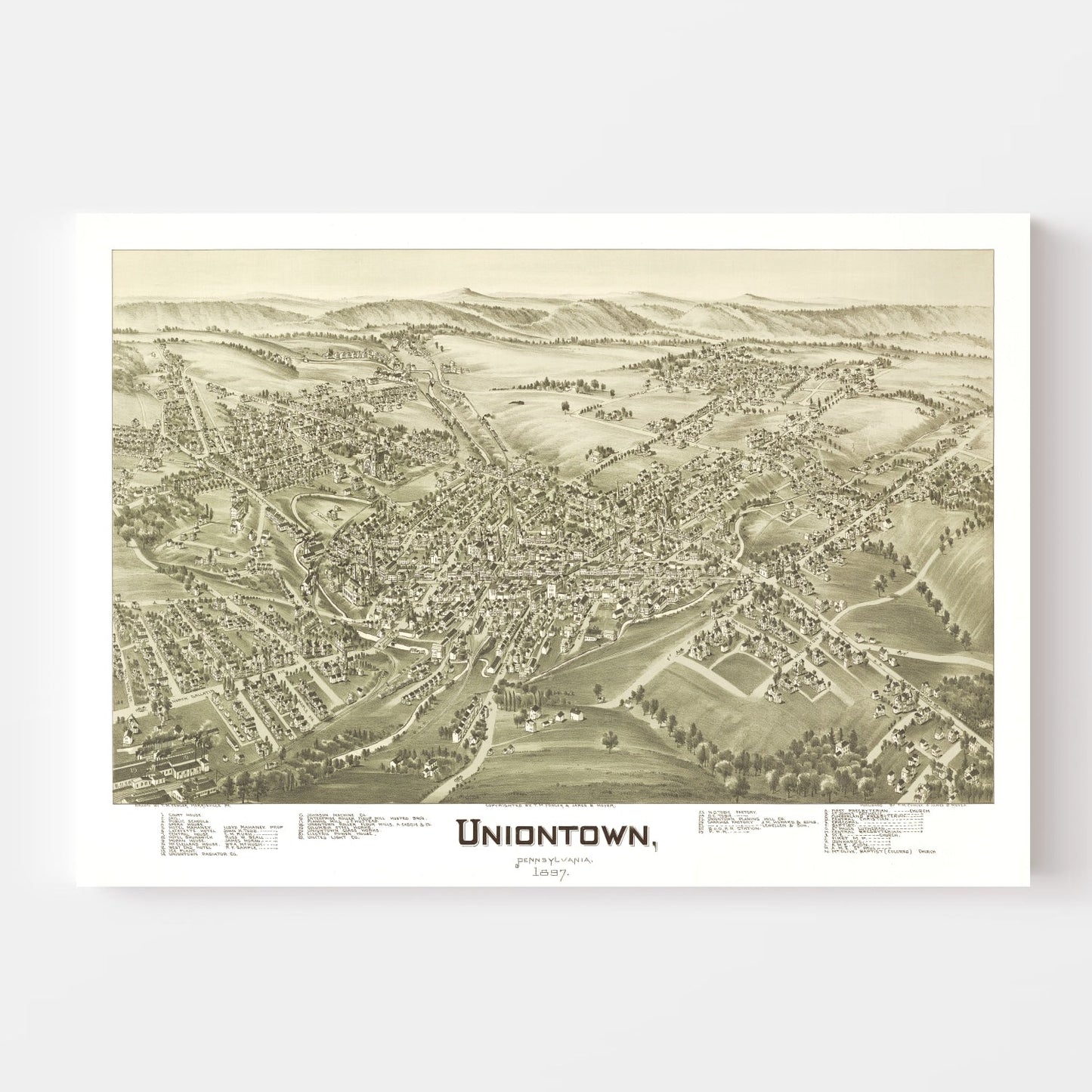 Vintage Map of Uniontown, Pennsylvania, 1897