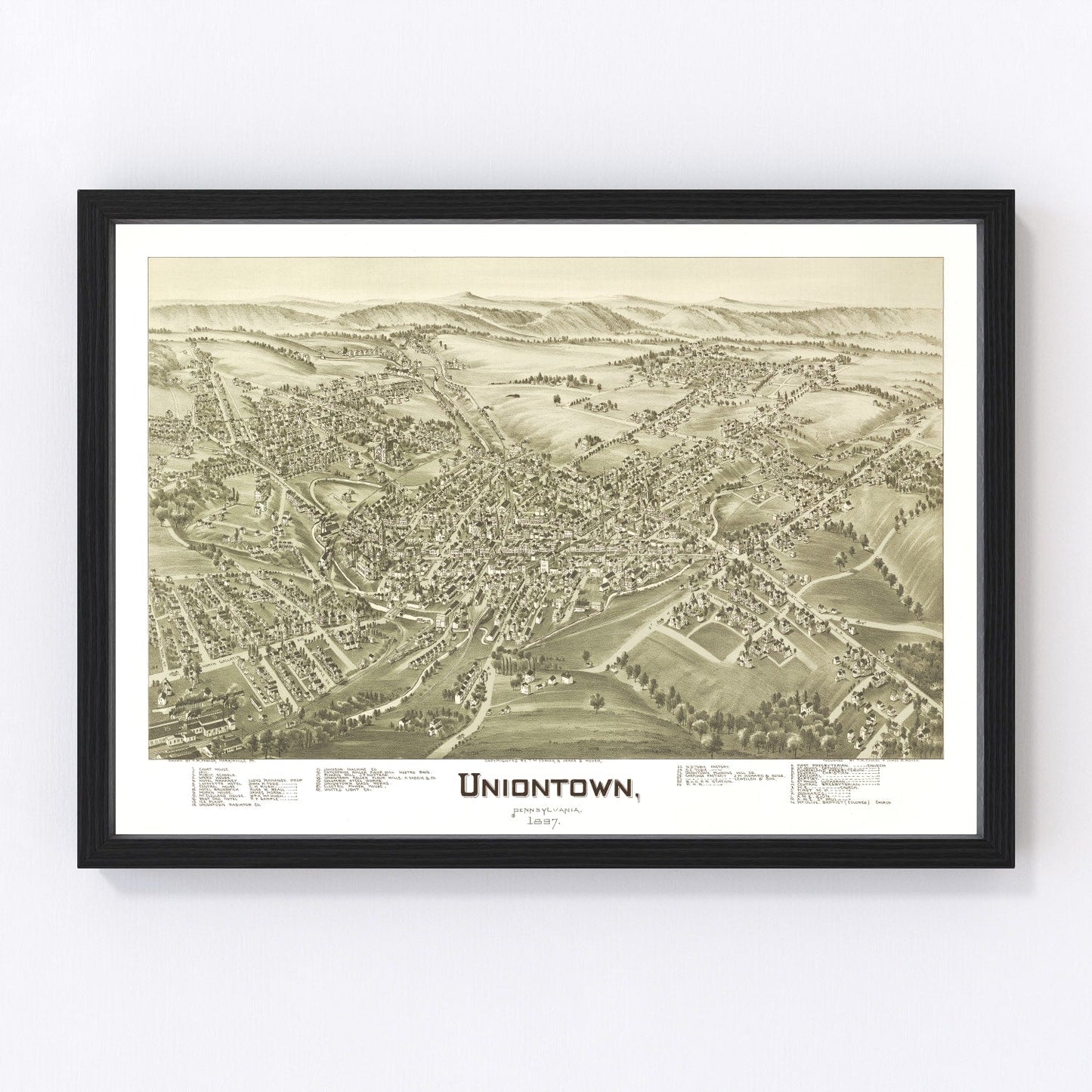 vintage map of Uniontown, Pennsylvania, 1897
