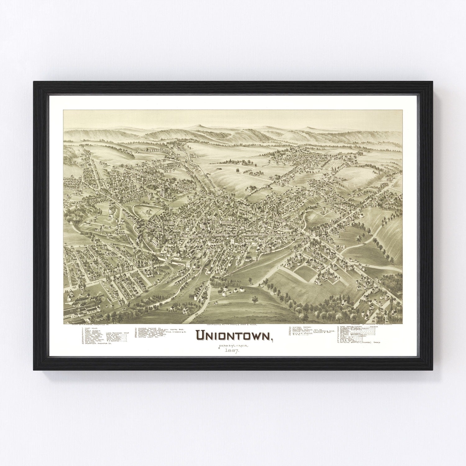 vintage map of Uniontown, Pennsylvania, 1897