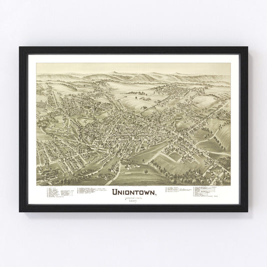 vintage map of Uniontown, Pennsylvania, 1897