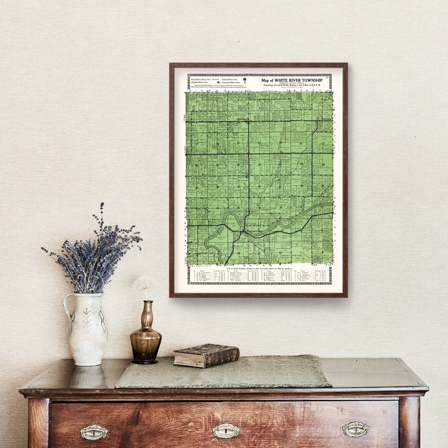 Vintage Map of White River Township, Indiana 1922