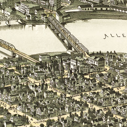 Vintage Map of Oil City, Pennsylvania, 1896