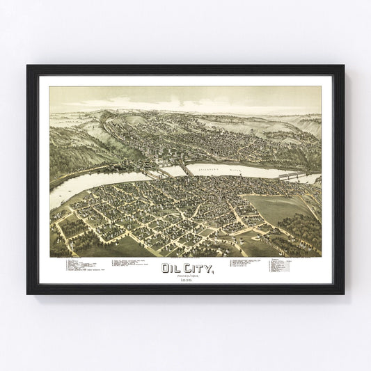 Vintage map of Oil City, Pennsylvania, 1896