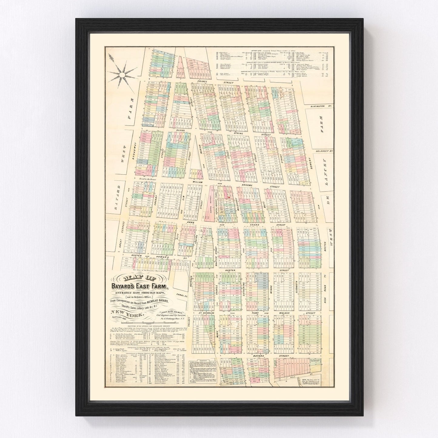 Vintage map of Little Italy, New York, 1869