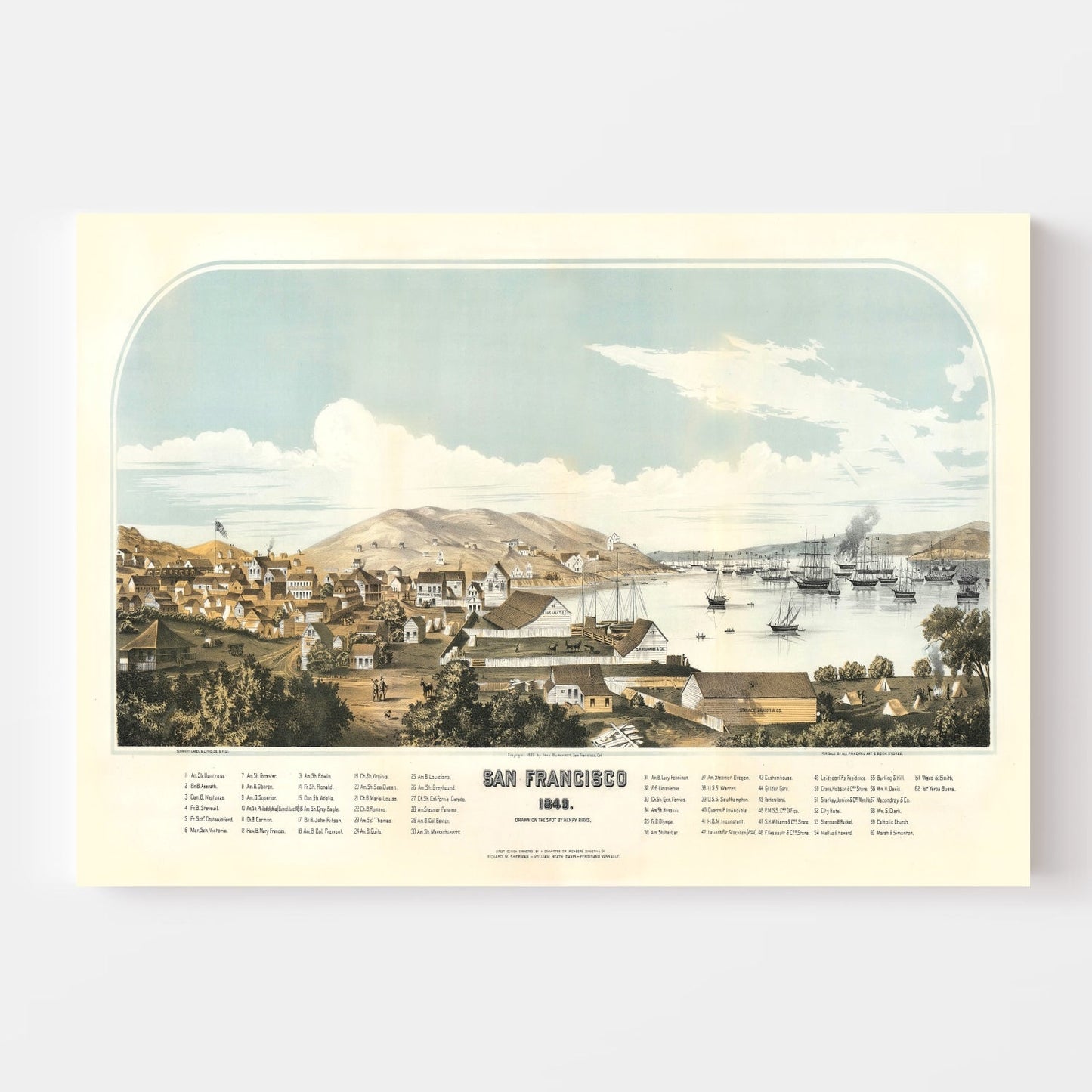 Vintage Map of San Francisco, California, 1849 II
