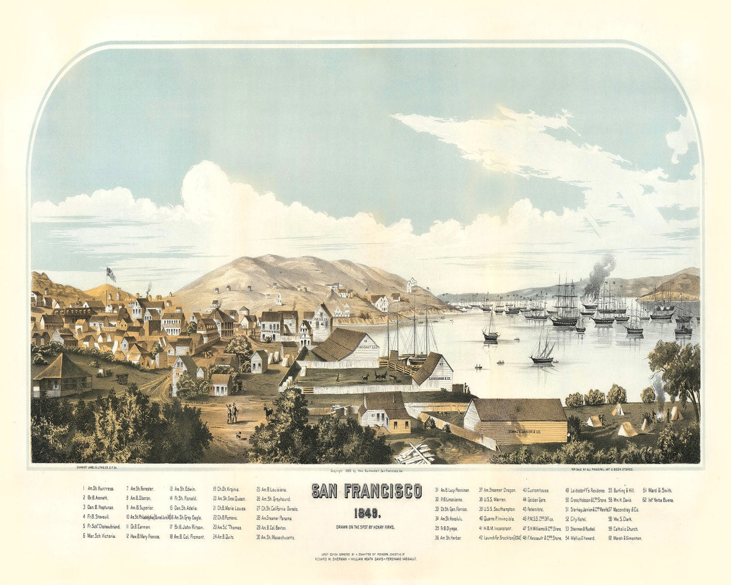Vintage Map of San Francisco, California, 1849 II