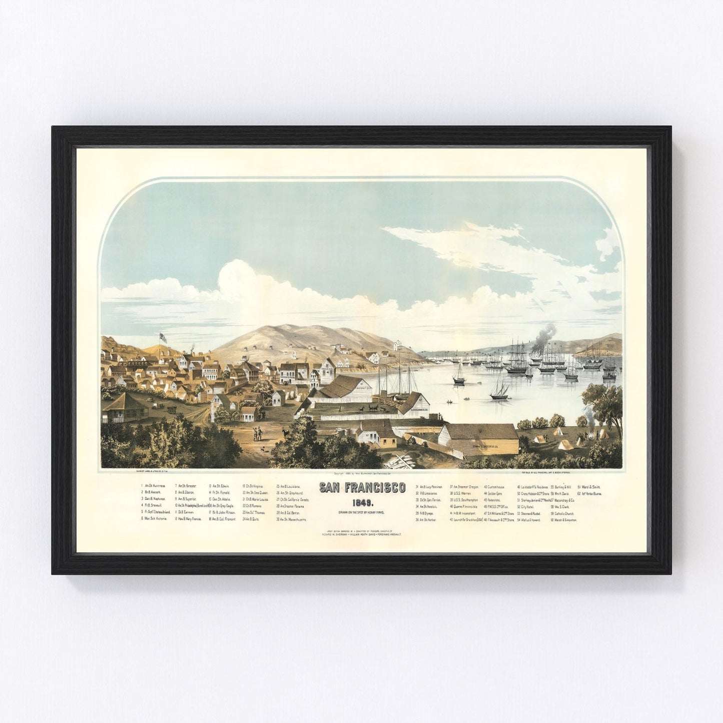vintage map of San Francisco, California, 1849