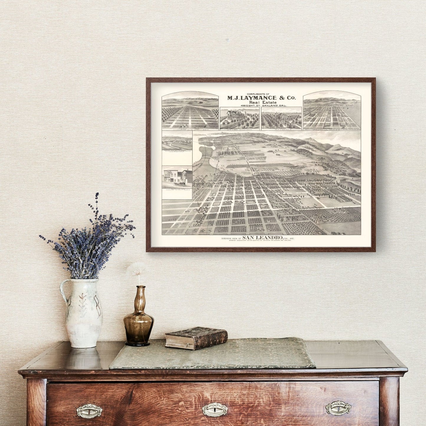 Vintage Map of San Leandro, California, 1892