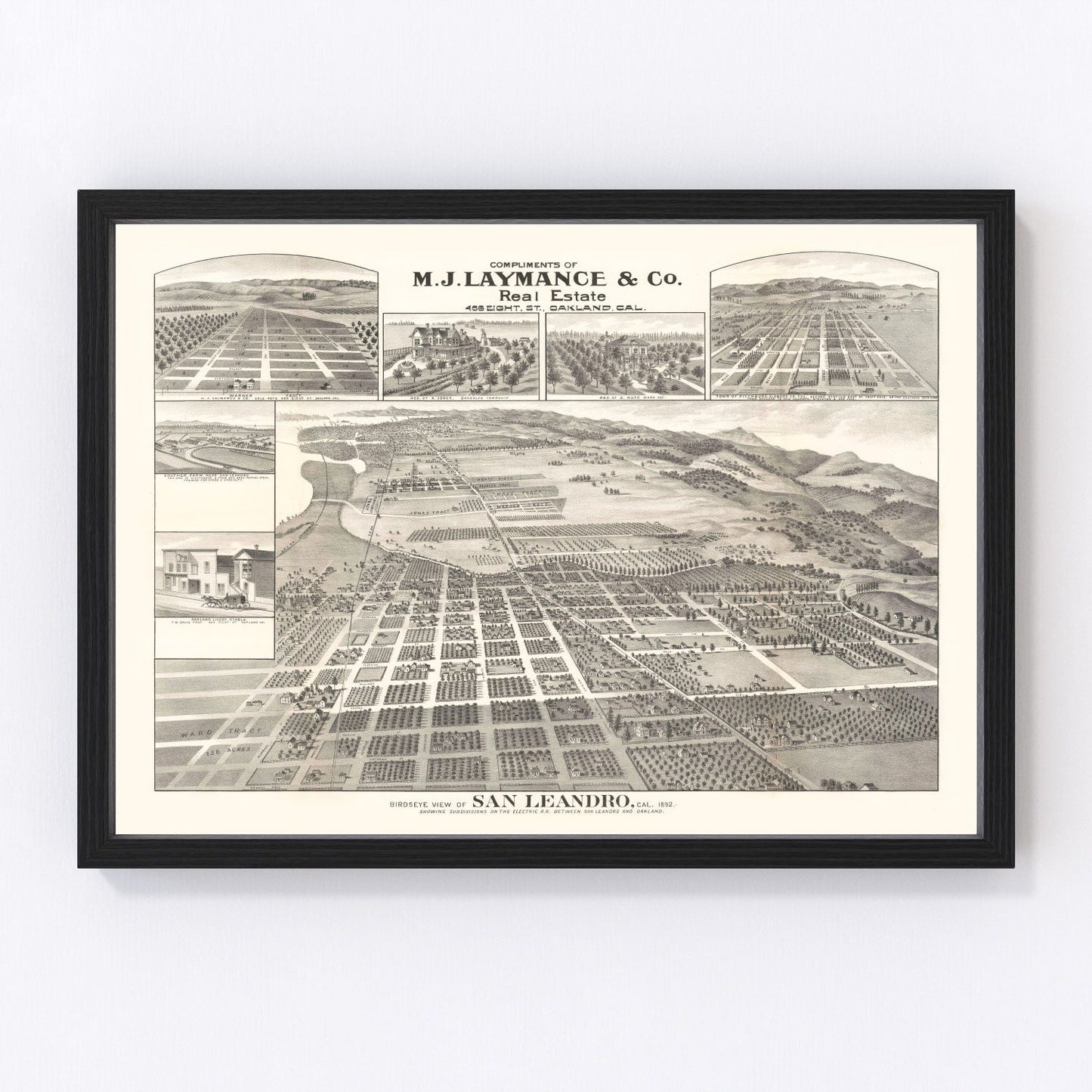 Vintage map of San Leandro, California, 1892