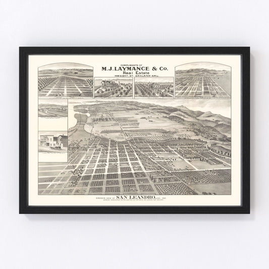 Vintage map of San Leandro, California, 1892