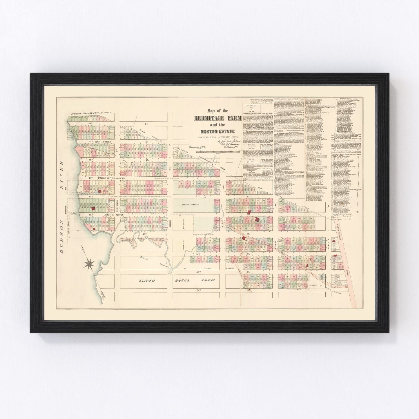 Vintage map of Hell's Kitchen, Manhattan, New York, 1872
