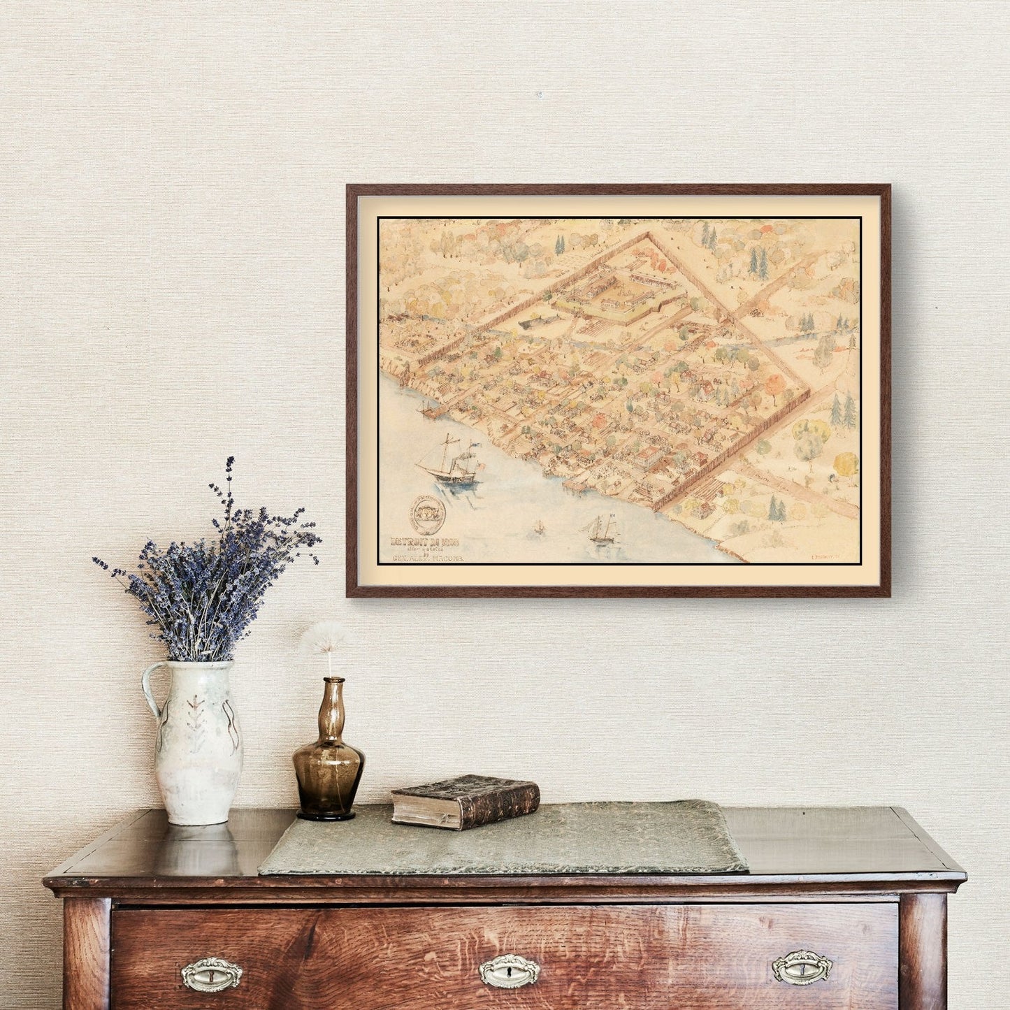 Vintage Map of Detroit, Michigan 1818