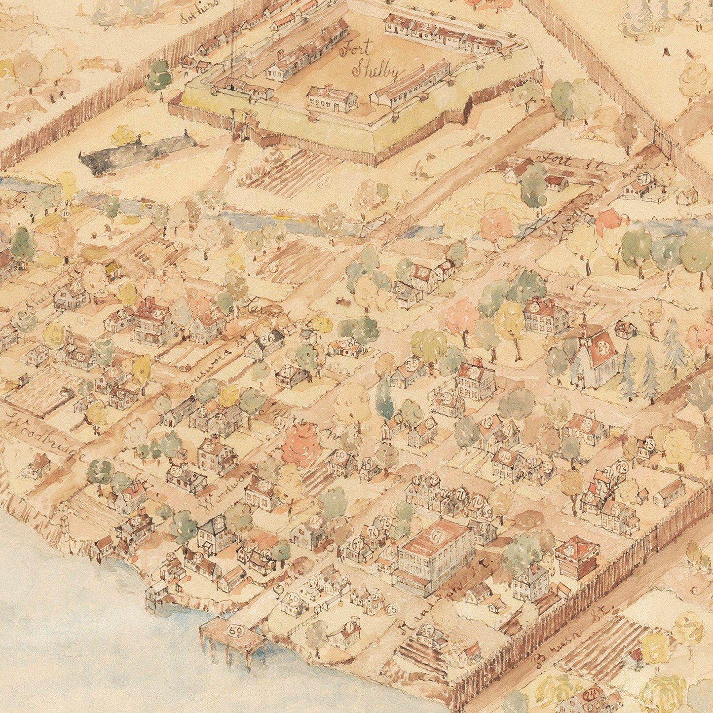 Vintage Map of Detroit, Michigan 1818