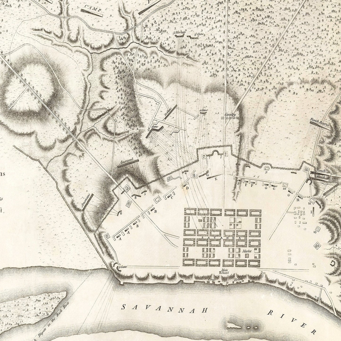 Vintage Map of Savannah, Georgia, 1794