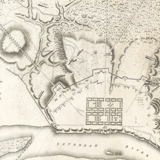 Vintage Map of Savannah, Georgia, 1794