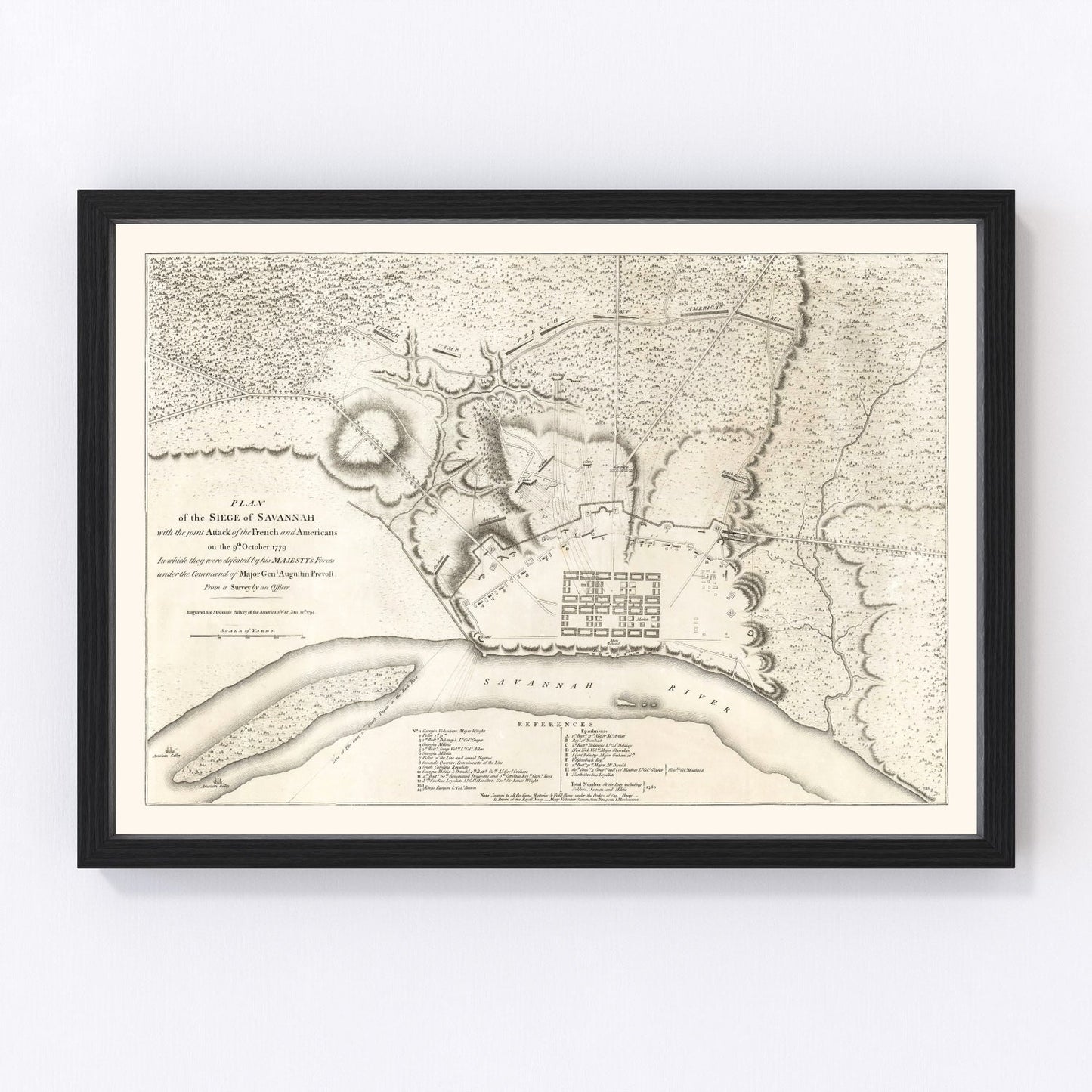 vintage map of Savannah, Georgia, 1794