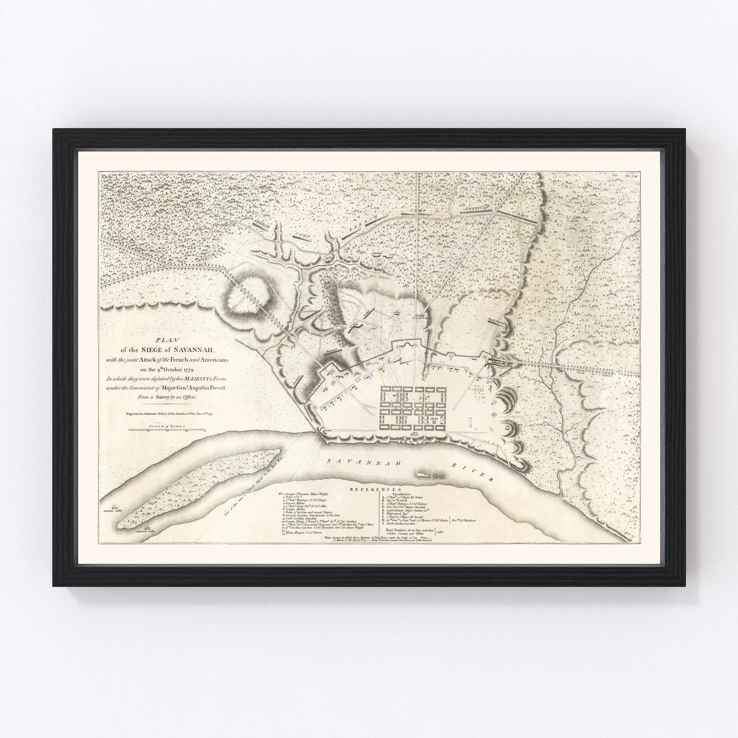 vintage map of Savannah, Georgia, 1794
