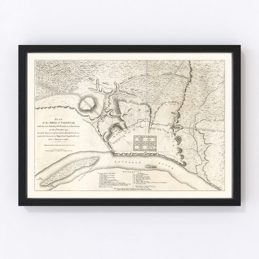 vintage map of Savannah, Georgia, 1794