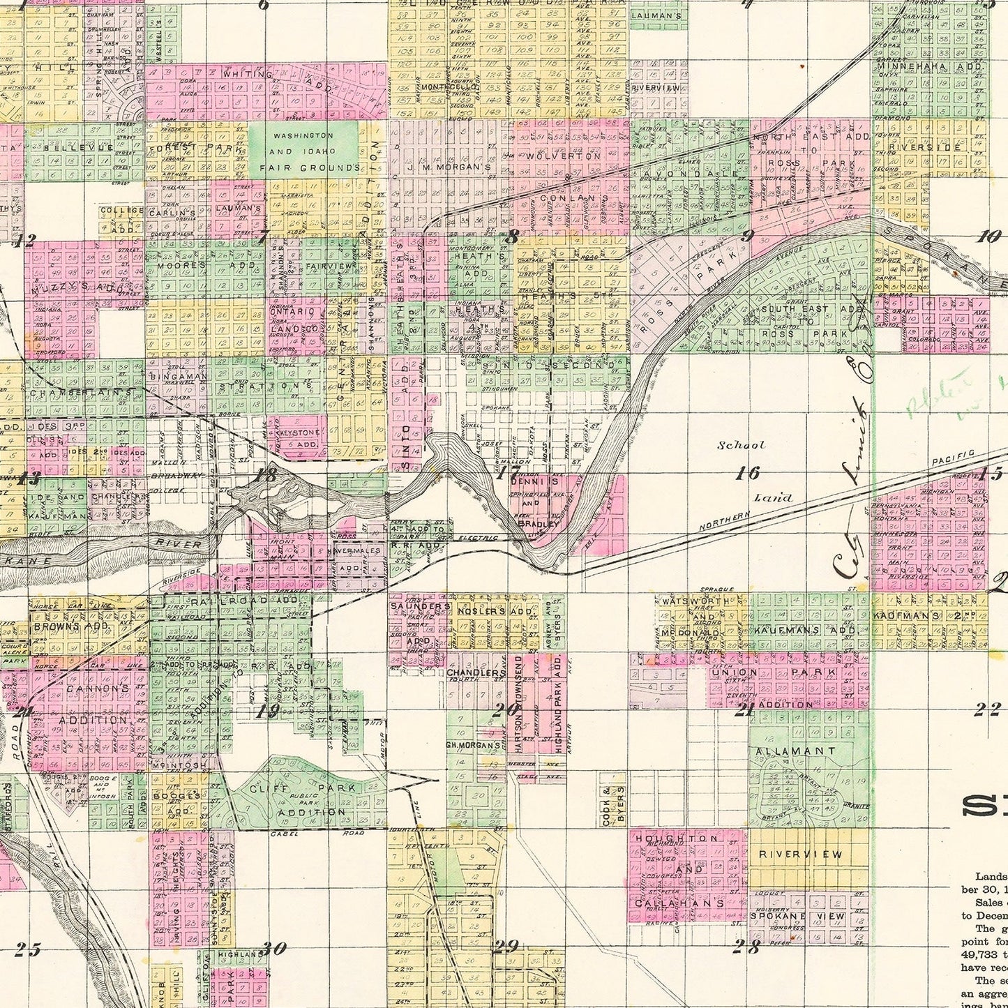 Vintage Map of Spokane Falls, Washington, 1890 II
