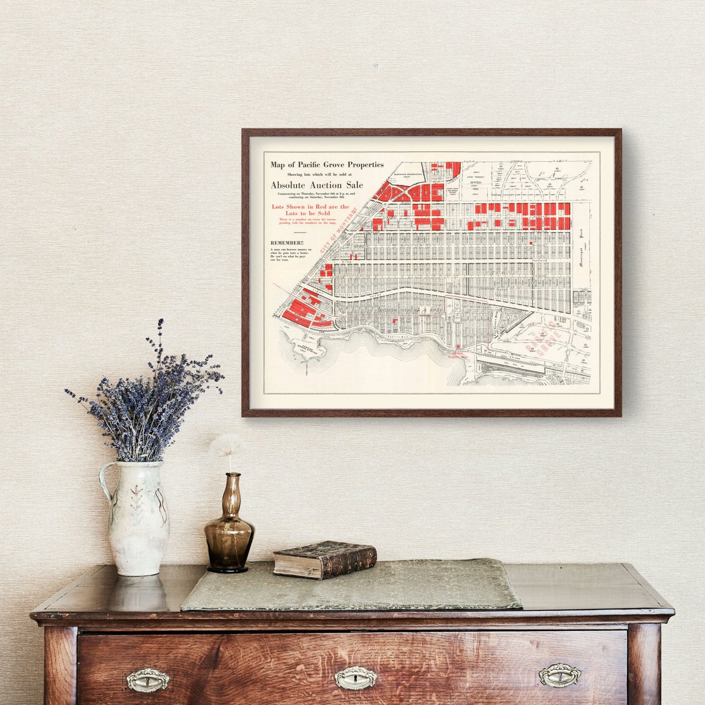 Vintage Map of Pacific Grove, California, 1919