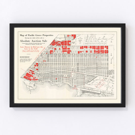 Vintage map of Pacific Grove, California, 1919