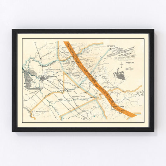 vintage map of the Mother Lode mineral belt, California, 1898
