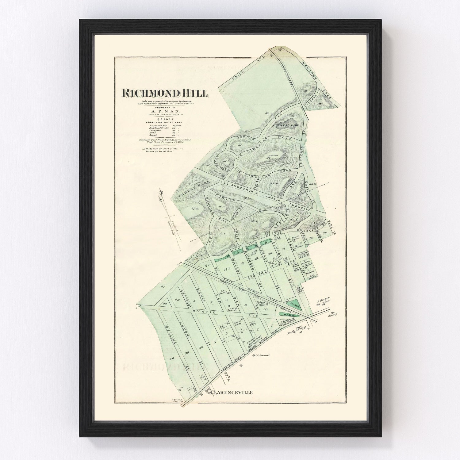 Vintage map of Richmond Hill, Queens, New York, 1873
