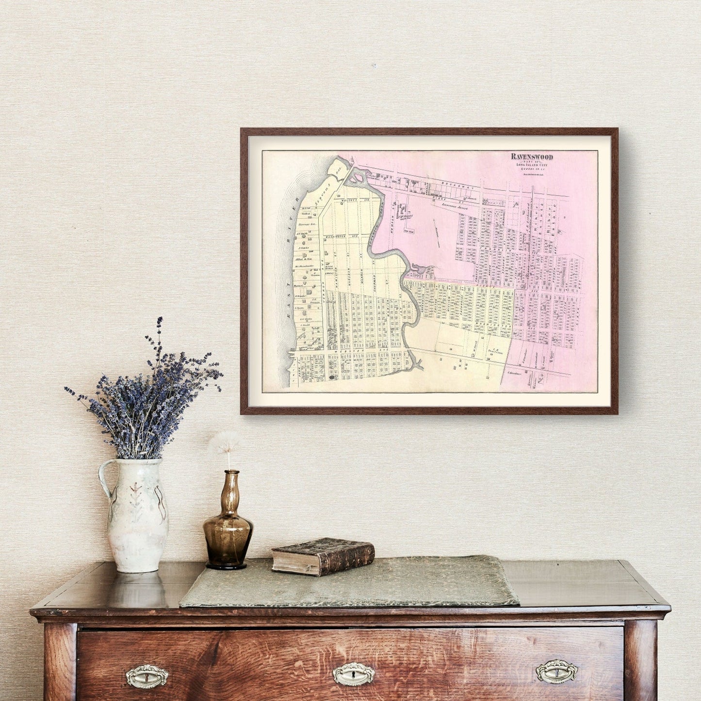 Vintage Map of Ravenswood, Long Island, New York, 1873