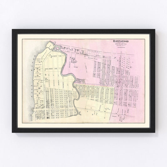 Vintage map of Ravenswood, Long Island, New York, 1873