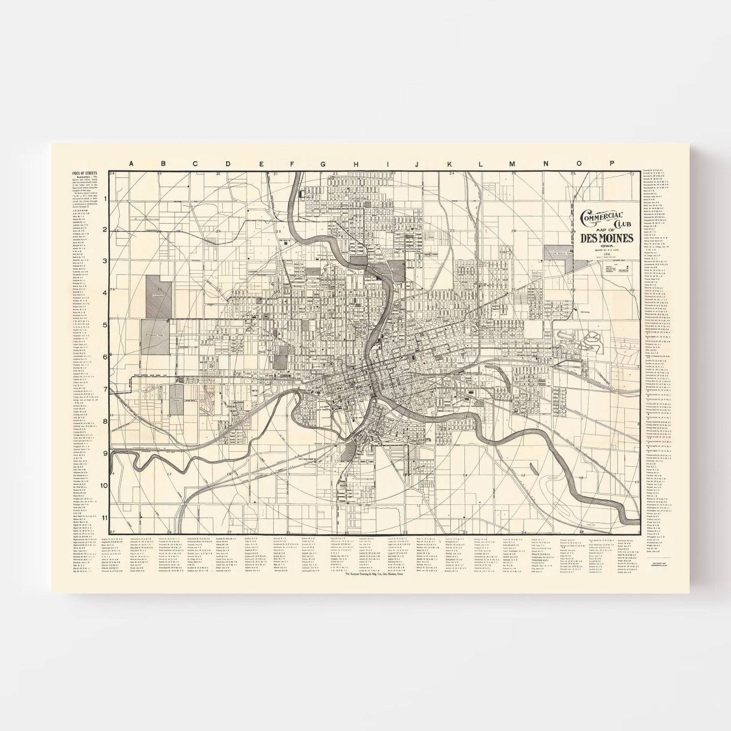 Vintage Map of Des Moines, Iowa 1906