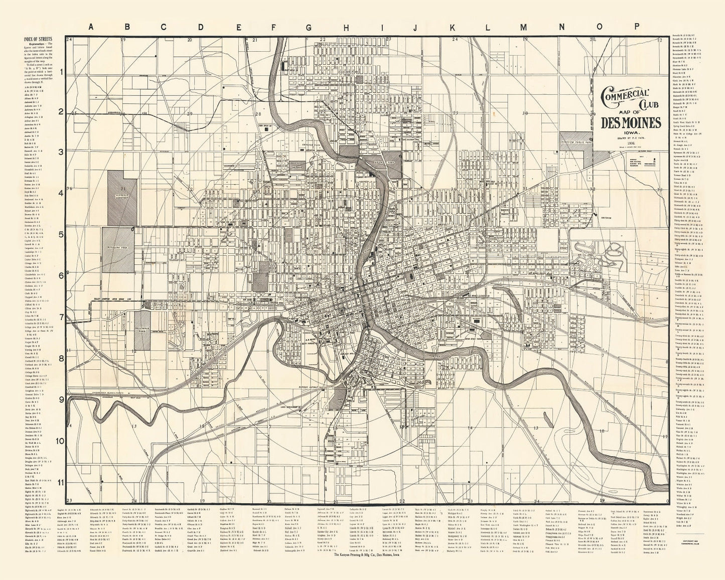 Vintage Map of Des Moines, Iowa 1906